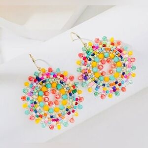 Colorful Beaded Mandala Dangle Earrings